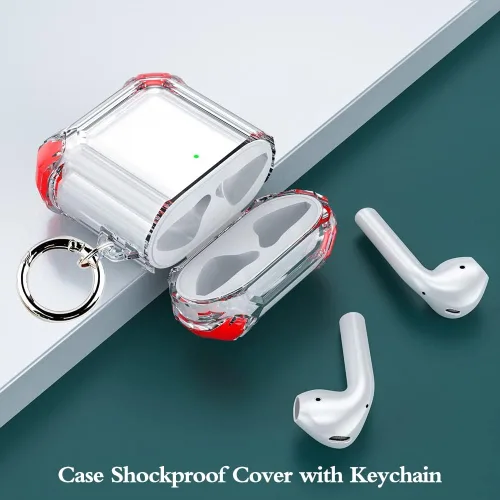 Miniatura 5 de Funda personalizada con nombre con foto compatible con AirPods 1/2, funda personalizada de TPU suave transparente con llavero para AirPods de 1ª 2ª