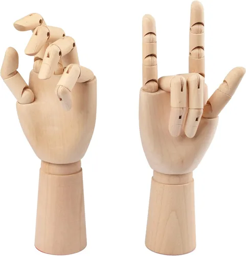 Miniatura 4 de Modelo de mano de madera, 4 piezas, 12 pulgadas, mano izquierda y derecha, figura de maniquí para exhibición de joyas a mano, decoración, bocetos