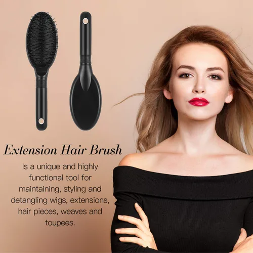 Miniatura 4 de Boao 2 cepillos de peluca de lazo negro y rojo rosa, material de nailon, herramienta desenredante segura para extensiones de cabello, peinar