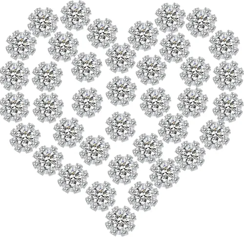 Miniatura 8 de Paquete de 100 adornos de diamantes de imitación de 0.394 pulgadas (0.394 in) con parte trasera plana, botones de diamantes de imitación para Dorado