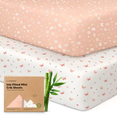 Sábanas ajustadas para Pack and Play - Paquete de 2 sábanas para minicuna para colchón Pack N Play 38x26, suaves y acogedoras, ropa de cama neutra