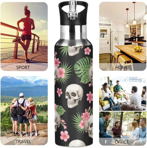Miniatura 5 de Human Skulls Insulated Water Bottle 20 Oz, BPA-Free Sports Water Bottle with Straw Leakproof Water Bottles
