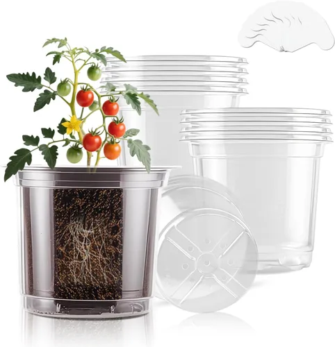Miniatura 15 de SupKing Macetas transparentes de 4 pulgadas para vivero, 8 paquetes de plástico duradero, macetas pequeñas de orquídeas con agujeros de drenaje
