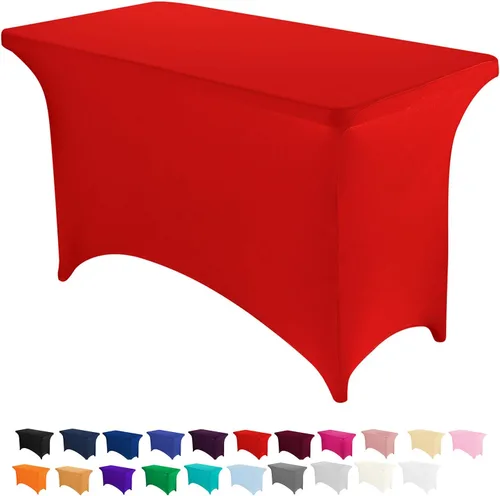 Miniatura 14 de Peomeise - Funda de mesa de elastano de 4 pies, mantel rectangular elástico de elastano (verde manzana, 4 pies)