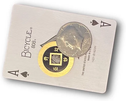 Miniatura 3 de Ted's Sterling Magic Juego de cartas letales y trucos de monedas, asombroso, trabajo propio, magia hecha de precisión con una moneda de medio dólar