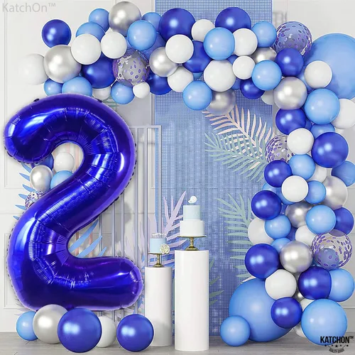 Miniatura 707 de KatchOn, Globo grande azul número 2 de 40 pulgadas Decoraciones de cumpleaños de Baby Shark para niño de 2 años Globo azul número 2 Globo