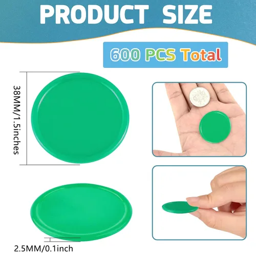 Miniatura 2 de Coopay 600 fichas de póquer de plástico para contadores de aprendizaje, discos de conteo de fichas de bingo, marcadores para práctica de matemáticas