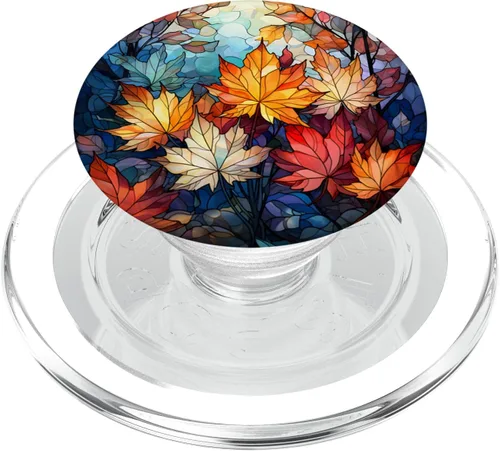 Miniatura 8 de Hojas de arce otoñales de estilo abstracto PopSockets PopGrip estándar
