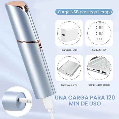 Miniatura 3 de innobeaut Depilación facial para mujeres, removedor de vello facial eléctrico sin dolor para cara, labios, barbilla con USB recargable, azul