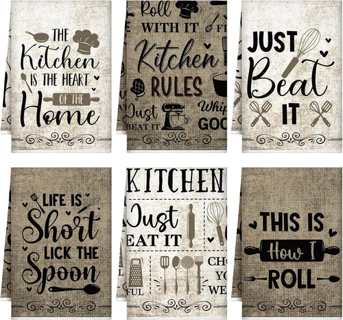 Miniatura 13 de Bencailor Juego de 6 Paños de Cocina de Plátanos Negros y Blancos Decorativos Toallas de Mano para Platos Absorbentes de Secado Rápido Toallas de Té