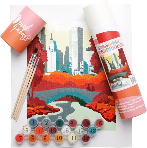 Miniatura 13 de Pink Picasso Kits de pintura de destinos coloridos por números para adultos y adolescentes Kits únicos de pintura de lienzo para bricolaje Kit