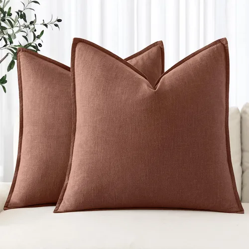 Miniatura 52 de MIULEE - Juego de 2 fundas de almohada decorativas de lino, estilo bohemio, rústico, neutral, para sofá, cama, 16 x 16 pulgadas, color marrón