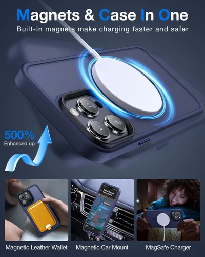 Miniatura 2 de Facbiny Funda magnética para iPhone 15 Pro Max, compatible con Magsafe [probada contra caídas de grado militar], translúcida mate a prueba