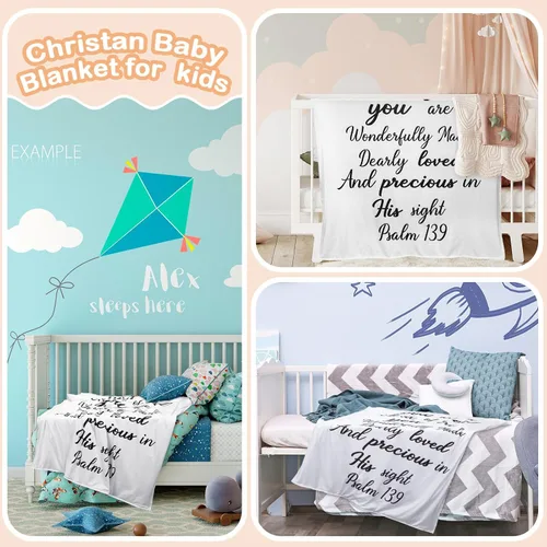 Miniatura 2 de Rtteri Regalos cristianos para bebé, manta de felpa para bebé con respaldo punteado, regalo para la primera comunión, manta de bautismo, manta