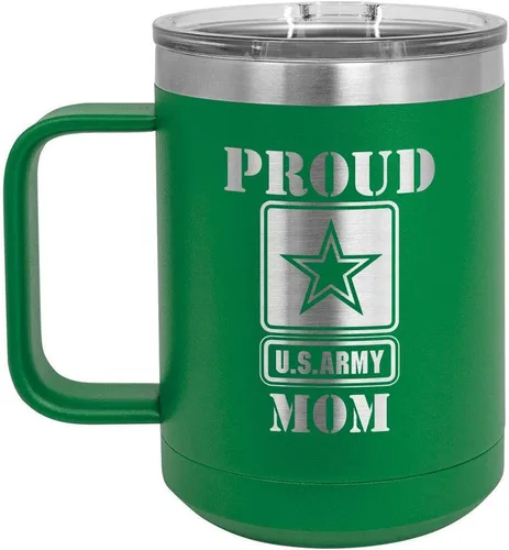 Miniatura 11 de PROUD ARMY MOM BLACK Taza de café de 15 oz con tapa deslizante Taza de café de viaje aislada Ideas de regalos del día de la madre de hijo o hija