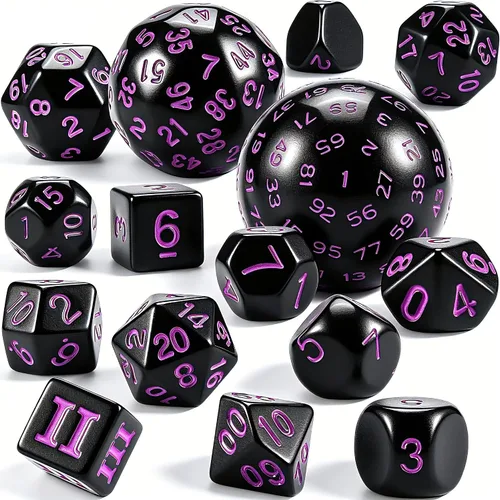 Miniatura 9 de CiaraQ DND - Juego de dados poliédricos (15 piezas) D4-D100 con bolsa de dados para juegos de mesa de rol de Calabozos y Dragones (negro y azul)