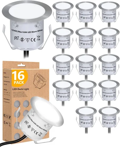 Miniatura 10 de HIBOITEC Kit de luces LED empotrables para terraza, 1 paquete, iluminación de paisaje de bajo voltaje de 12 V, IP67, impermeable, luces de escalera