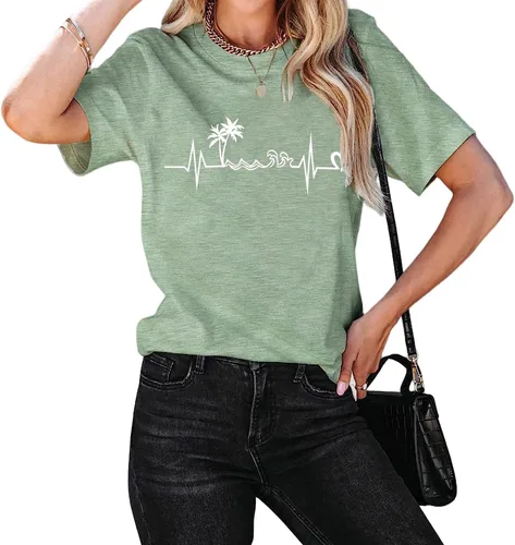Miniatura 2 de Camiseta de manga corta con estampado de corazón para mujer, camiseta con estampado de corazón y estampado de corazón
