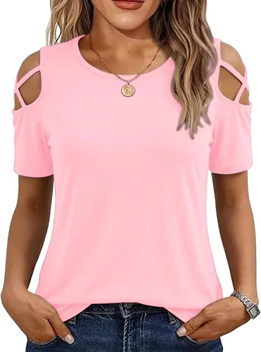 Miniatura 13 de Jar of Love Camisetas de manga corta para mujer con hombros descubiertos Tops de primavera y verano ajustadas túnica 2026