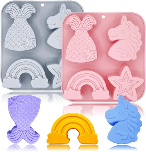 Miniatura 11 de Paquete de 2 moldes de silicona para baby shower, 35 cavidades para pies de bebé, con botella 3D, para chupete, patrón de oso carruaje para fiesta