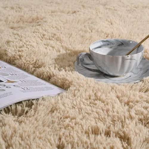 Miniatura 7 de Softlife Alfombra de Área Beige para Dormitorio, Alfombras de Felpa Shag Esponjosa para Sala de Estar de Niñas, Alfombra Pequeña Suave Difusa