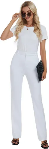 Miniatura 6 de Pantalones de trabajo elásticos de pierna recta para mujer, pantalones de vestir informales con bolsillos para negocios y oficina
