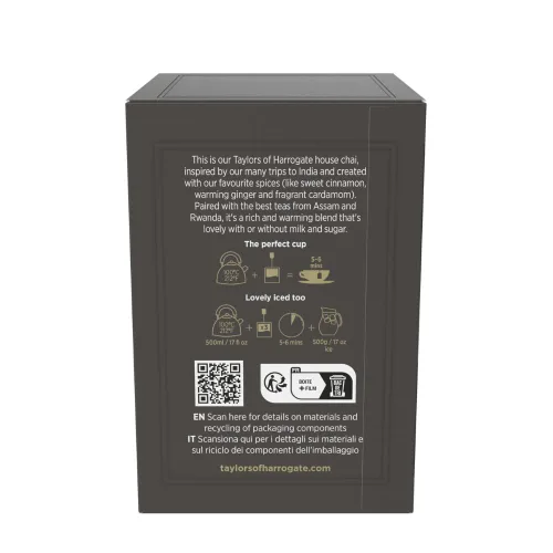 Miniatura 5 de Taylors of Harrogate Classic Chai, té negro, bolsas envueltas individualmente, 20 unidades (paquete de 1), especiado, aromático y cálido