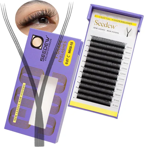 Miniatura 17 de YY - Extensiones de pestañas, racimos de pestañas de aspecto natural, bandeja de pestañas en forma de Y, tiras de pestañas de práctica, suministros