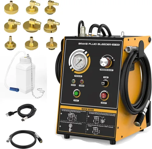 Kit automático de purgador de frenos con 9 adaptadores, máquina de purga de líquido de frenos de operación para una sola persona con llenado sin