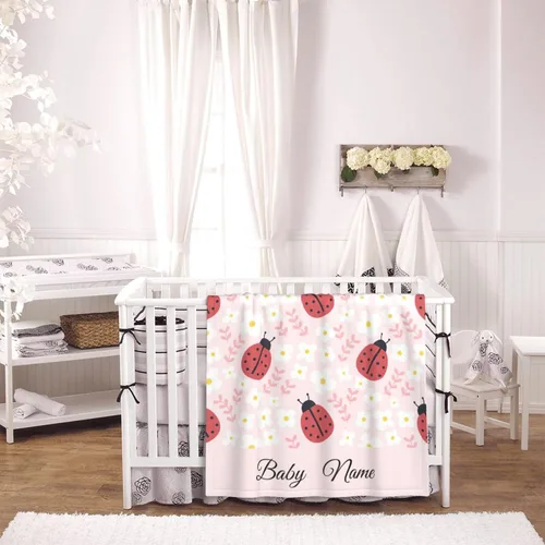 Miniatura 6 de Manta de bebé personalizada de mariquita, manta personalizada con linda mariquita para niñas, felpa suave para niños pequeños, recién nacidos