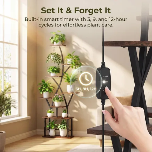 Miniatura 4 de Quikraen Soporte para plantas de interior con luces de cultivo de 64 pulgadas de alto, estante de plantas iluminado en esquina para cultivo