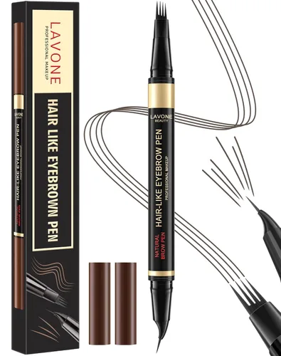 Miniatura 19 de LAVONE Lápiz de cejas 2 en 1 para mujer con lápiz de cejas microblading de 4 puntas y lápiz de cejas curvado y preciso, lápiz de cejas impermeable