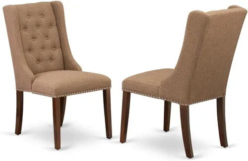 Miniatura 12 de East West Furniture FOP1T01 Forney Parson - Juego de 2 sillas de comedor con botones copetudos y ribete de cabeza de clavo, color crema, juego de 2