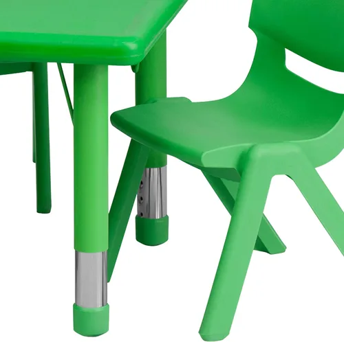 Miniatura 4 de Flash Furniture Emmy - Juego de mesa rectangular de plástico verde de 24 pulgadas de ancho x 48 pulgadas de largo, con 4 sillas