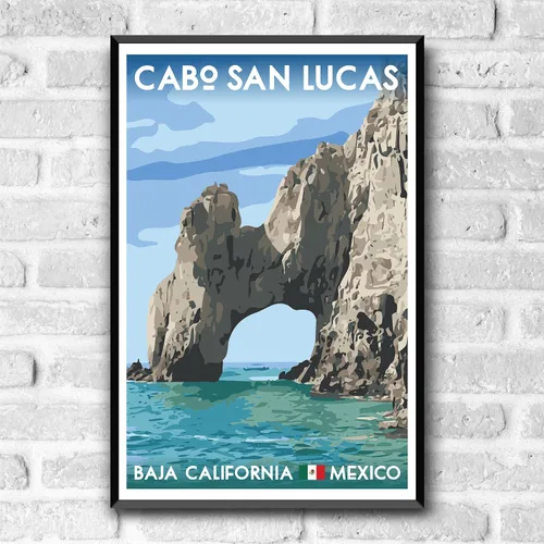 Miniatura 2 de Póster de viaje de estilo vintage de Cabo San Lucas, 8 x 10, 12 x 18, 18 x 24, 24 x 36 pulgadas, 4 x 6 pulgadas, impresión artística de Baja