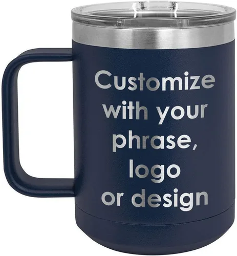 Miniatura 16 de Personalizado Negro 15 oz taza de café w/tapa deslizante superior Añadir su texto personalizado con nombres, frase, diseño o logotipo