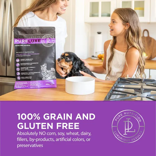 Miniatura 4 de PURELUXE Alimento para perros sin granos y gluten, pavo, guisantes partidos y salmón Elite Nutrition, para perros de raza pequeña en todas