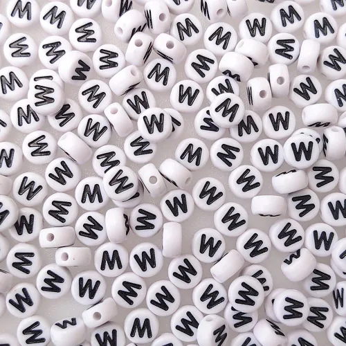 Miniatura 4 de Más de 200 cuentas de letras M individuales de 0.16 x 0.27 pulgadas para la fabricación de joyas, alfabeto acrílico redondo blanco a granel