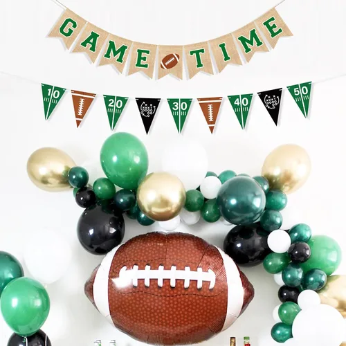 Miniatura 7 de Uniwish Banner de arpillera para fiestas de fútbol, decoración deportiva de fútbol, baby shower, fiesta de cumpleaños, decoración del hogar