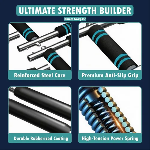 Miniatura 6 de Entrenador giratorio de brazo ajustable, barra de potencia de 40 a 130 libras para fuerza superior del cuerpo, equipo de entrenamiento portátil