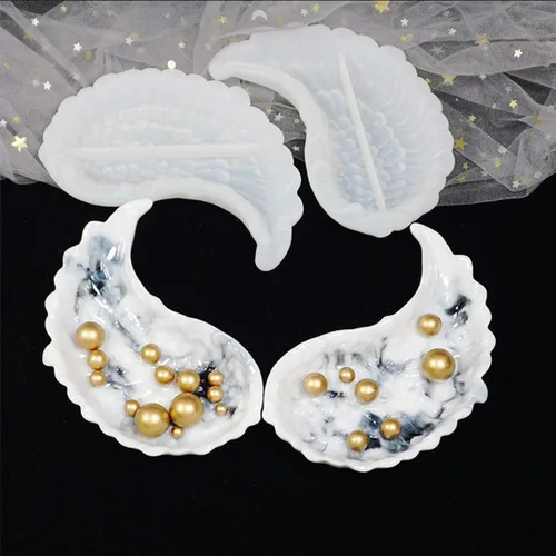 Miniatura 2 de iSuperb 2 moldes de resina para bandejas de alas, moldes de silicona con plumas de ángel, soporte para platos de almacenamiento de joyas, moldes