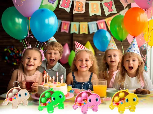 Miniatura 4 de Paquete de 24 llaveros a granel de tortugas de animales marinos para la ansiedad, mini llavero de burbujas, regalos de fiesta de vacaciones