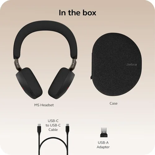 Miniatura 13 de Jabra Evolve3 75 Auriculares inalámbricos Bluetooth con micrófono para el trabajo, USB-A, tecnología de llamada de voz AI, cancelación activa