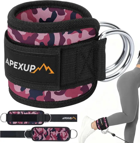 Miniatura 13 de APEXUP Correa de tobillo para máquina de cable, bandas de resistencia de tobillo, correas de tobillo de patada hacia atrás con cable para gimnasio