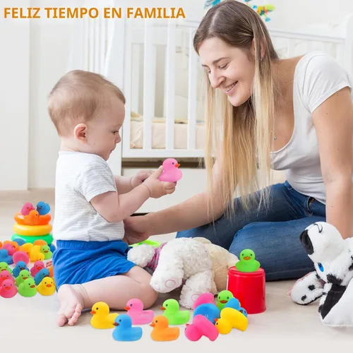Miniatura 6 de 50 piezas de juguetes de baño de pato de goma, patos de baño multicolor a granel, pato flotante para bebé, juguete de baño para ducha, fiesta de 5