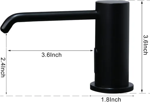 Miniatura 2 de Dispensador automático de jabón para fregadero de cocina, dispensador de jabón líquido integrado sin contacto negro mate con dispensador de jabón