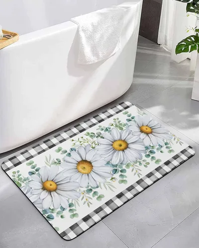 Miniatura 7 de Tapete de baño bohemio indio para bañera, antideslizante, de secado rápido y absorbente, de tierra de diatomeas, lavable, tapete de baño rústico