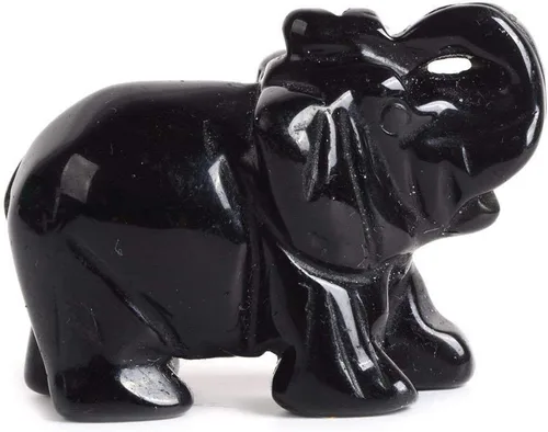Miniatura 10 de Angelstones Figura de piedra preciosa de elefante pirita, cristal curativo, tótem de animal, piedra espiritual, 2 pulgadas