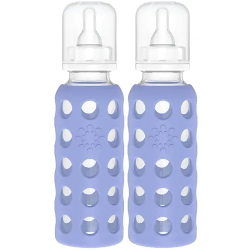 Miniatura 13 de Lifefactory Biberón de vidrio sin BPA Funda protectora de silicona Paquete de 3 de 9 onzas Papaya, col rizada y arándanos Papaya/Kale/Arándano