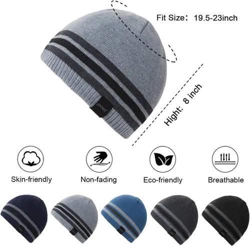 Miniatura 3 de Sombreros de punto cálidos de invierno para hombre, gorra de punto de cráneo llano